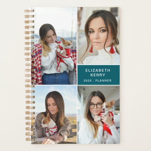 自分のを追加カスタムする4 Photo Collage Blue プランナー手帳 (正面)