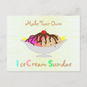 自分のアイスクリームサンデーパーティの招待状 インビテーションポストカード (正面)