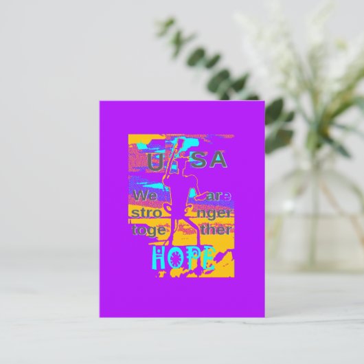 自分のアメリカを創り出す私たちが一緒に強くなることを願う ポストカード (スタンド正面)
