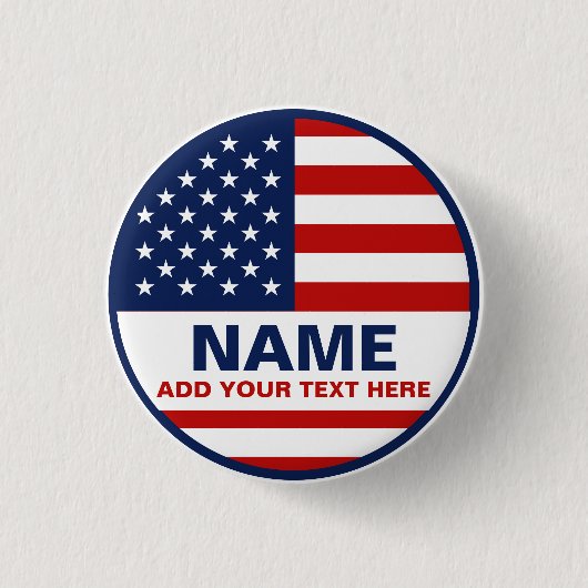 自分のアメリカ国旗の選挙を作る 缶バッジ (正面)