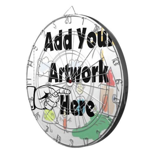 自分のアートワークまたはキッズアートワークをギフト用に追加 ダーツボード (正面右)