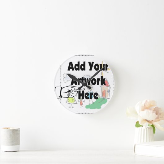 自分のアートワークまたはキッズアートワークをギフト用に追加 ラウンド壁時計 (ホーム)
