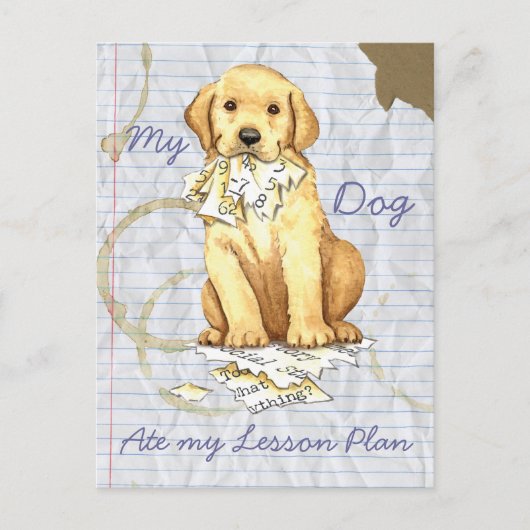 自分のイエロー・ラブラドール・レトリーバー食べのレッスンプラン ポストカード (正面)