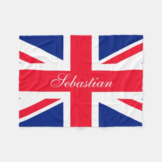 自分のイギリスパーソナライズされた国旗を作成 フリースブランケット (正面(横))