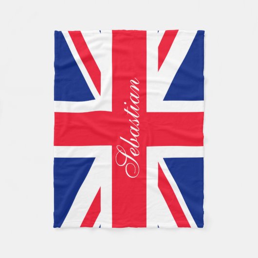 自分のイギリスパーソナライズされた国旗を作成 フリースブランケット (正面)
