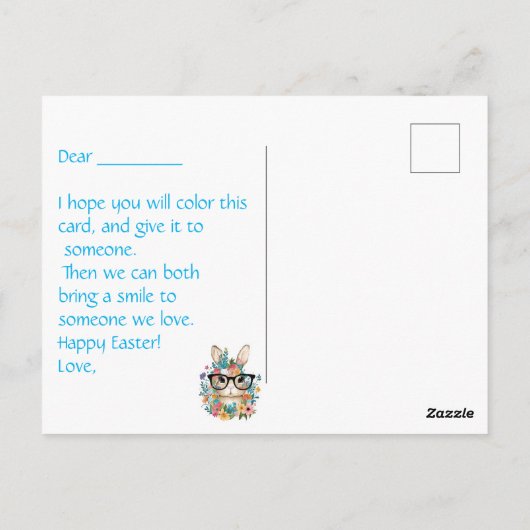 自分のイースターカードに色を付ける ポストカード (裏面)