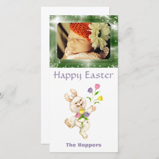 自分のイースター写真を作成 | キュートなイースターバニー シーズンカード (正面/裏面)