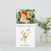 自分のイースター写真を作成 | キュートなイースターバニー シーズンカード (スタンド正面)
