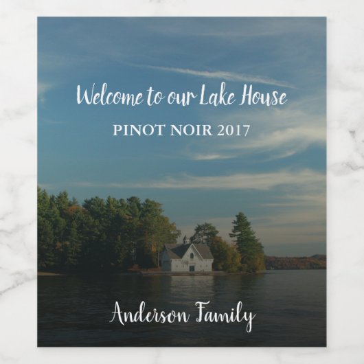自分のウェルカムファミリーレイクサマーハウスを作成する ワインラベル (シングルラベル)