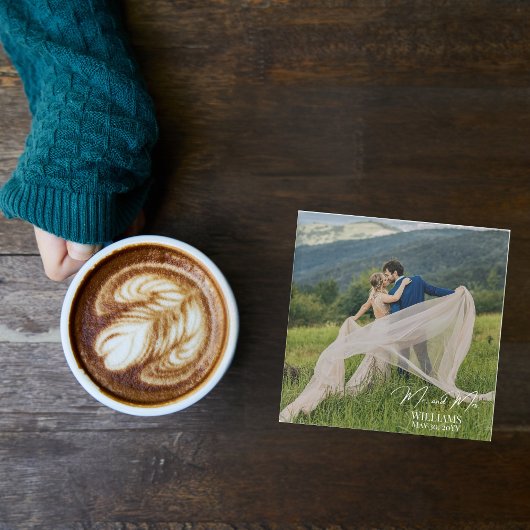 自分のエレガントなカスタム結婚写真を作成する ガラスコースター