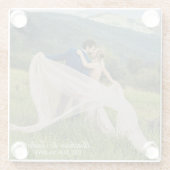 自分のエレガントなカスタム結婚写真を作成する ガラスコースター (裏面)