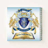 自分のエンブレムを作るツリーブック鍵クラウン金ゴールドを青にする ノートブック (裏面)