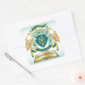 自分のエンブレムツリーブックを作成鍵クラウン金ゴールド玉 スクエアシール (封筒)