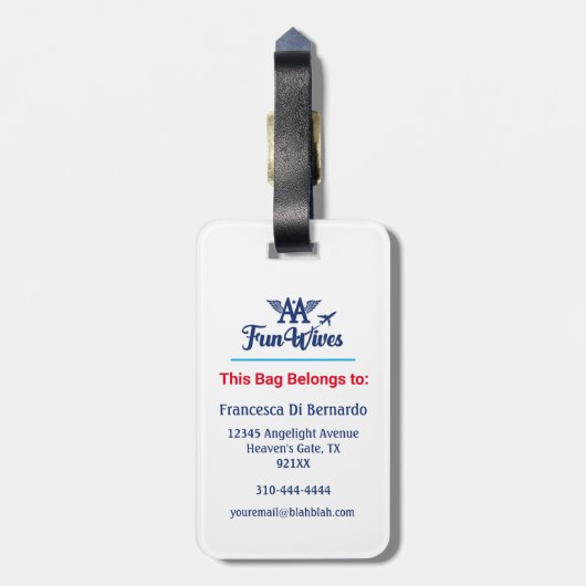 自分のカスタマイズ荷物タグオウムおもしろい妻のロゴ ラゲッジタグ (裏面縦)