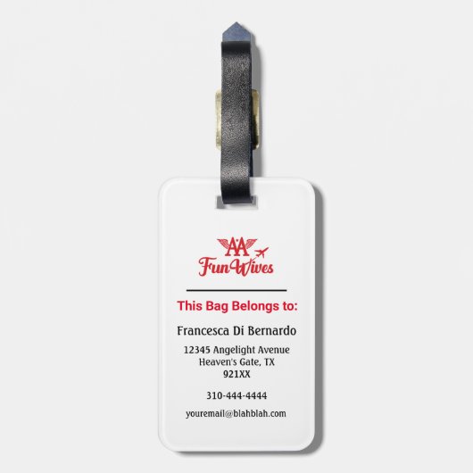 自分のカスタマイズ荷物タグオウムパイロット妻ロゴ ラゲッジタグ (裏面縦)