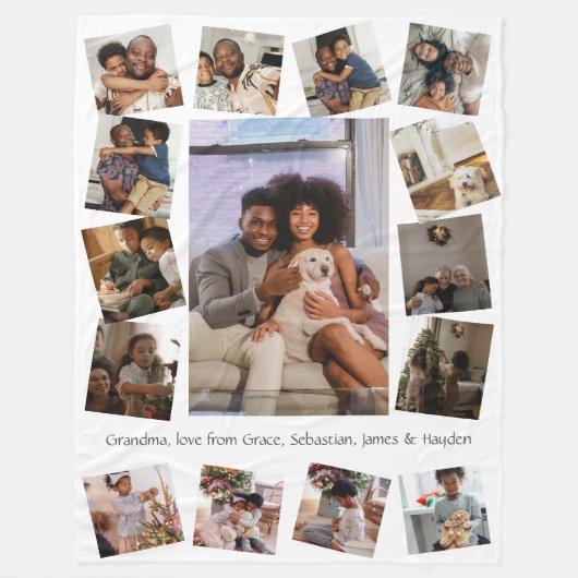 自分のカスタム写真パーソナライズされた15枚 フリースブランケット (正面)