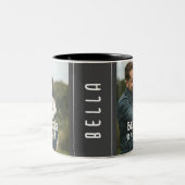 自分のカスタム写真最高の犬のパパママ今までスクリプト ツートーンマグカップ (中央)