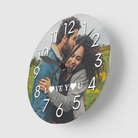 自分のカップルモダンの1枚の写真を作成 ラウンド壁時計 (傾斜)
