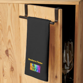 自分のカフェコーヒーショップブラックをパーソナライズ キッチンタオル