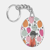 自分のカボチャのアクリルモダンキーチェーンを追加する犬 キーホルダー (正面左)