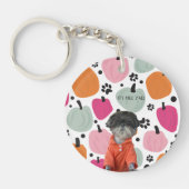 自分のカボチャのアクリルモダンキーチェーンを追加する犬 キーホルダー (正面)