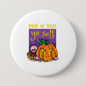 自分のカボチャをハローでトリックまたはおもしろい治療 缶バッジ (正面)