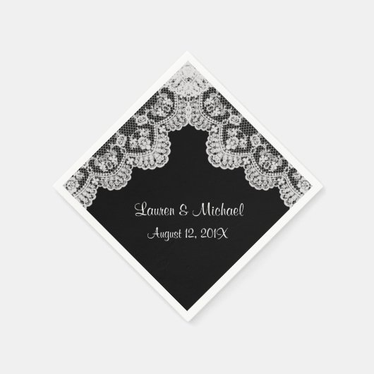 自分のカラーホワイトレースフェイクを作る結婚 スタンダードカクテルナプキン (角)