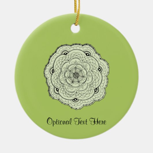 自分のカラーレースのドリーフラワーを選択 セラミックオーナメント (正面)