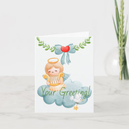 自分のキュートなエンジェルハープクリスマスを作成 シーズンカード