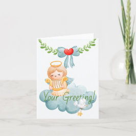 自分のキュートなエンジェルハープクリスマスを作成 シーズンカード