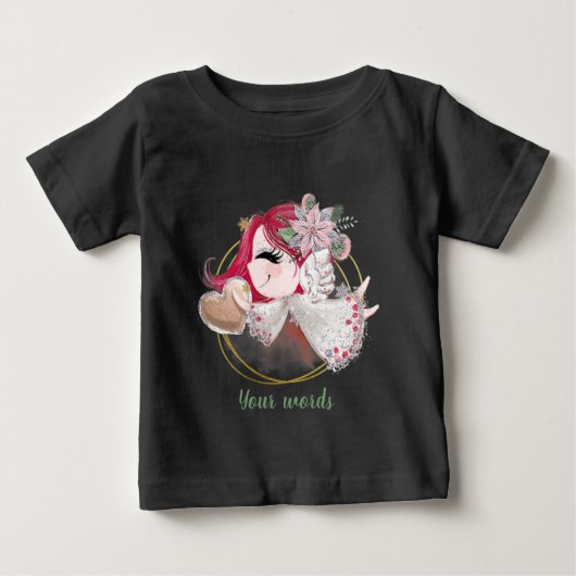 自分のクリスマスエンジェルを作成 ベビーTシャツ (正面)