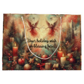 自分のクリスマスエンジェルビクトリアンドキャンドルを作成する ラージペーパーバッグ (裏面)