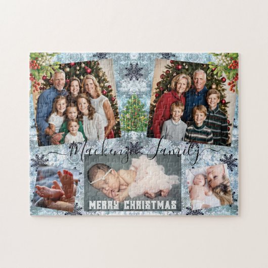 自分のクリスマスカスタムファミリー写真コラージュを作成 ジグソーパズル (横)