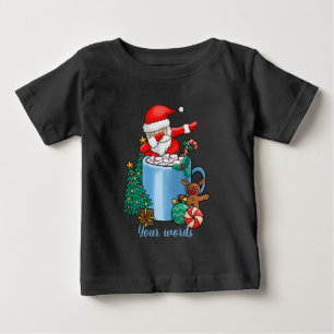 自分のクリスマスサンタホットココアを作成する ベビーTシャツ