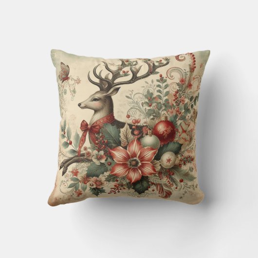 自分のクリスマススタビクトリアンッグ鹿を作成する クッション (裏面)
