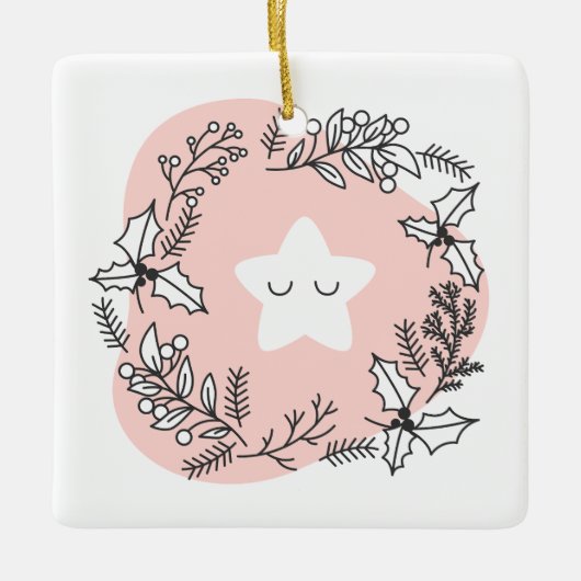 自分のクリスマススターレトロを作成 セラミックオーナメント (正面)