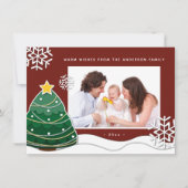 自分のクリスマススノーフレークを作成する家族の写真 シーズンカード (正面)