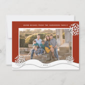 自分のクリスマススノーフレークを作成する家族の写真 シーズンカード (正面)