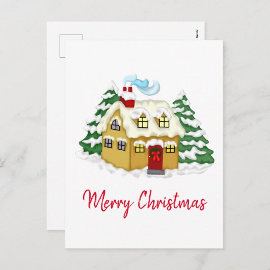 自分のクリスマスツリーカスタムハウスを作成する シーズンポストカード (正面/裏面)