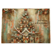 自分のクリスマスツリービクトリアンハウスを作成する ラージペーパーバッグ (正面)