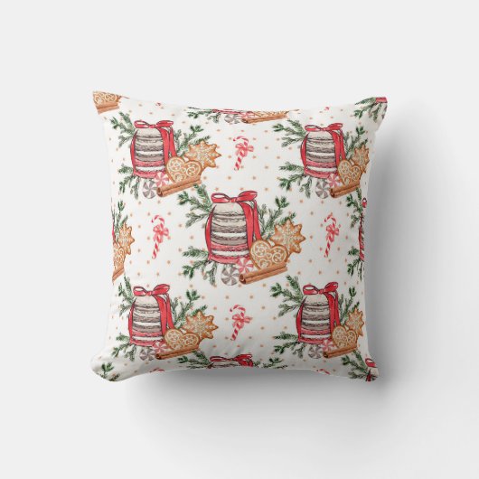 自分のクリスマストリートホワイトを作成 クッション (正面)