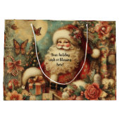 自分のクリスマスバタビクトリアンーフィングサンタを作成 ラージペーパーバッグ (裏面)