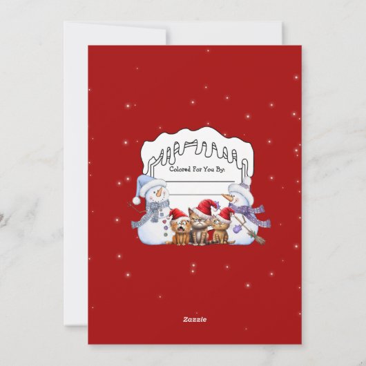 自分のクリスマスパーソナライズされた雪だるまを彩る シーズンカード (裏面)