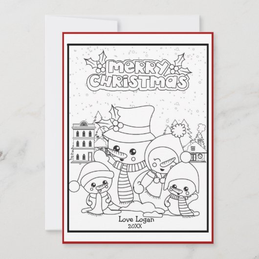 自分のクリスマスパーソナライズされた雪だるまを彩る シーズンカード (正面)