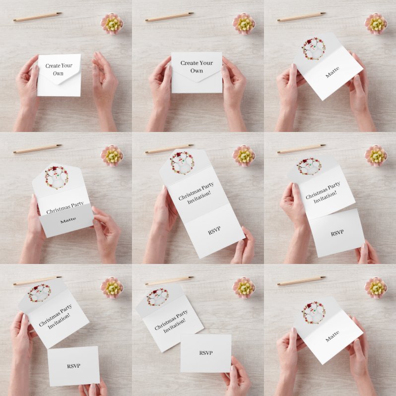 自分のクリスマスパーティーの作成RSVPホワイト オールインワン招待状