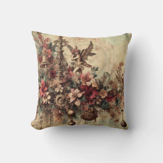 自分のクリスマスビクトリアン天使を作成 クッション (正面)