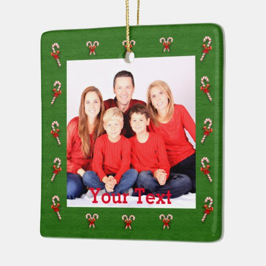 自分のクリスマスファミリーフォトを作成 セラミックオーナメント (左)