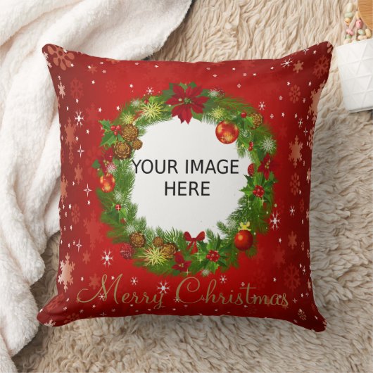 自分のクリスマスフォトパーソナライズされたを作成する クッション (ブランケット)