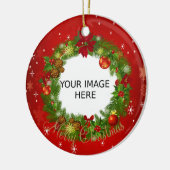 自分のクリスマスフォトパーソナライズされたを作成する セラミックオーナメント (左)