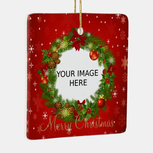 自分のクリスマスフォトパーソナライズされたを作成する セラミックオーナメント (右)